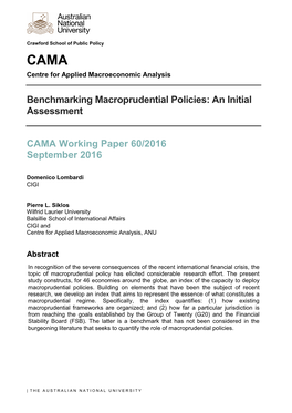 An Initial Assessment CAMA Working Paper 60/2016 September 2016