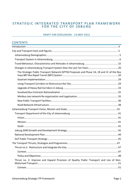 COJ Strategic Integrated Transport Plan