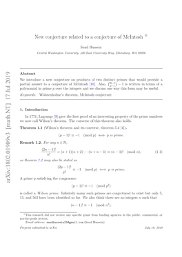 New Conjecture Related to a Conjecture of Mcintosh