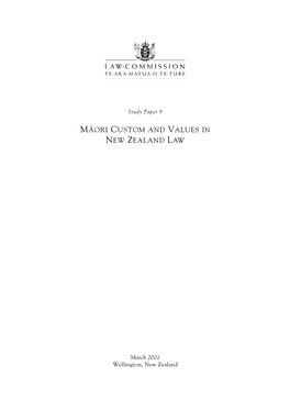 SP9 Māori Custom and Values in New Zealand Law (PDF)