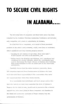 To Secure Civil Rights in Alabama..., Spring, 1965