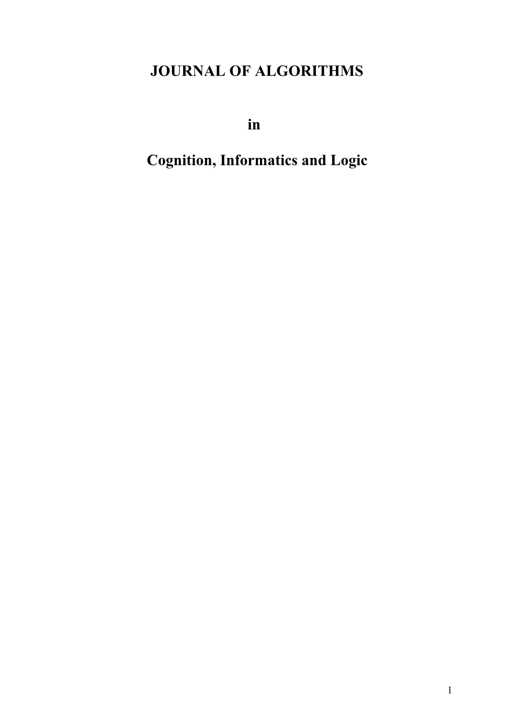 Journal of Algorithms