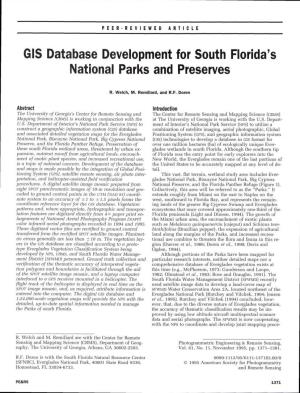 GIS Database Development for South Florida's National Parks And