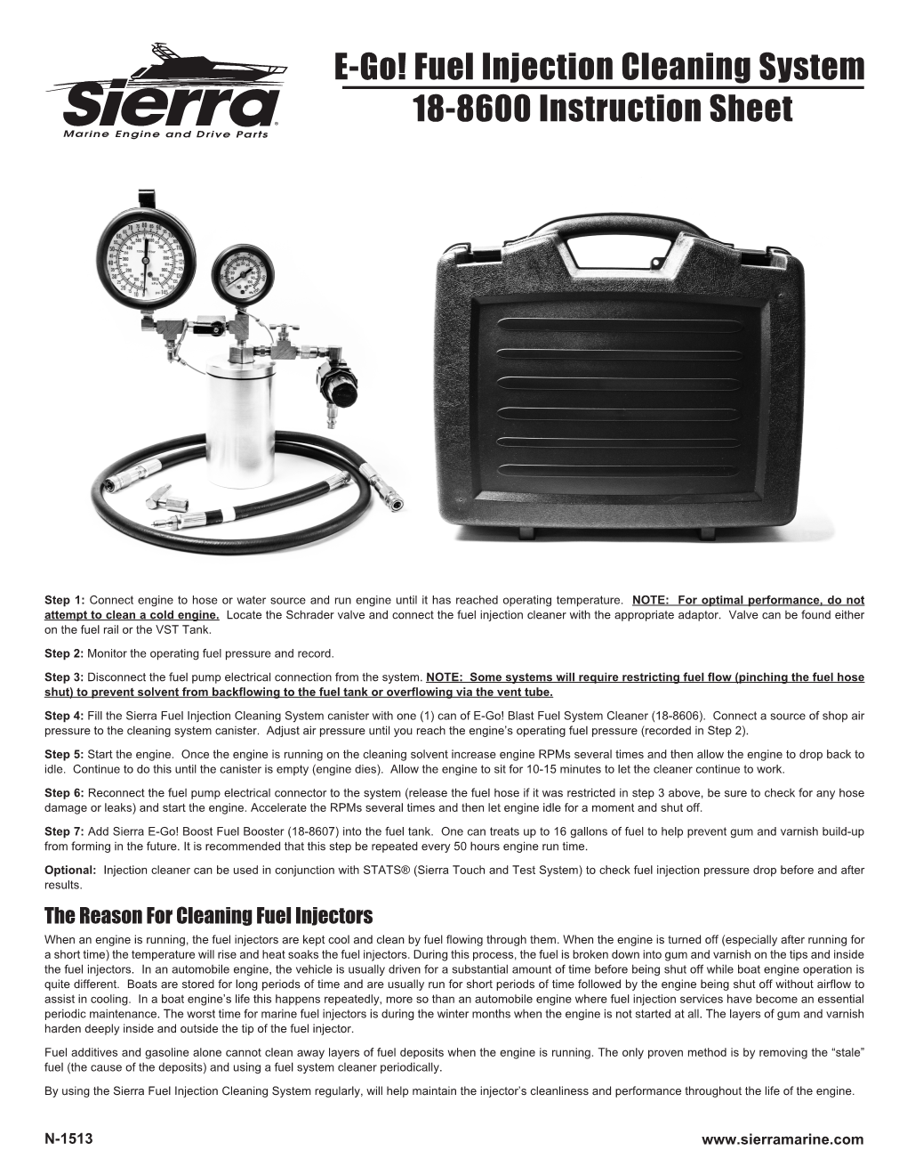 Fuel Injection Cleaning System 18-8600 Instruction Sheet