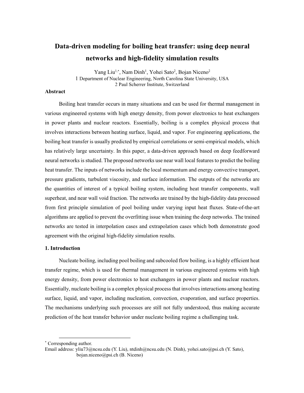 Data-Driven Modeling for Boiling Heat Transfer: Using Deep Neural Networks and High-Fidelity Simulation Results