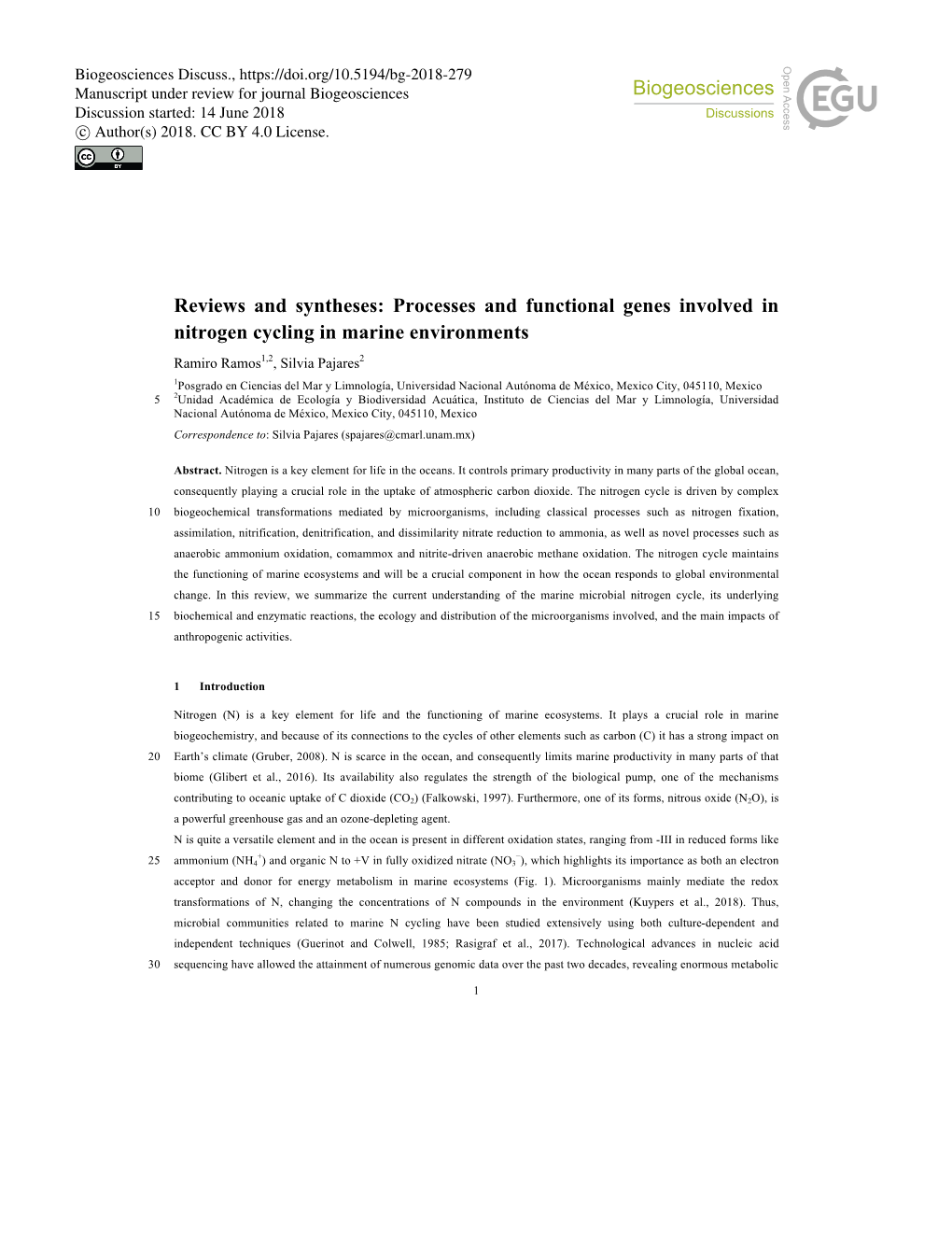 Processes and Functional Genes Involved in Nitrogen Cycling In