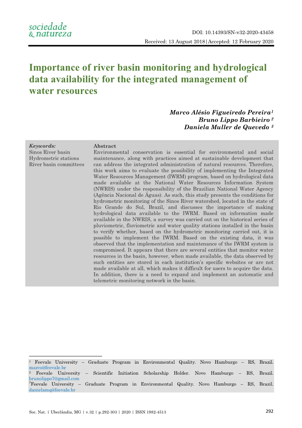 Importance of River Basin Monitoring and Hydrological Data Availability for the Integrated Management of Water Resources