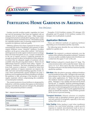 Fertilizing Home Gardens in Arizona Tom Degomez