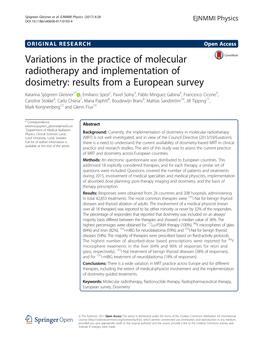 Variations in the Practice of Molecular Radiotherapy and Implementation Of