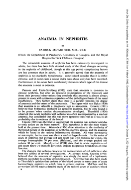 Anaemia in Nephritis