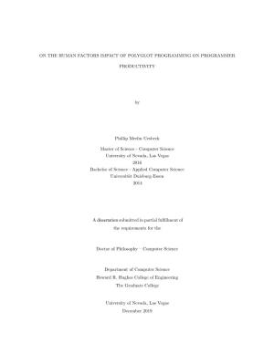 Dissertation Submitted in Partial Fulﬁllment of the Requirements for The