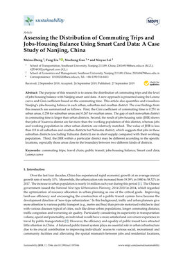 Assessing the Distribution of Commuting Trips and Jobs-Housing Balance Using Smart Card Data: a Case Study of Nanjing, China