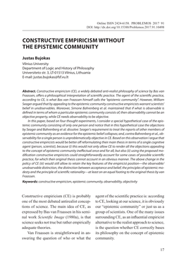 Constructive Empiricism Without the Epistemic Community
