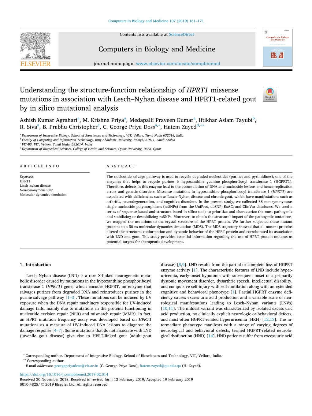 Understanding the Structure-Function Relationship of HPRT1 Missense