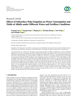 Effects of Subsurface Drip Irrigation on Water Consumption and Yields of Alfalfa Under Different Water and Fertilizer Conditions