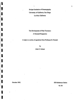 The Development of Plate Tectonics, and His Importance at Cambridge While You Were There?