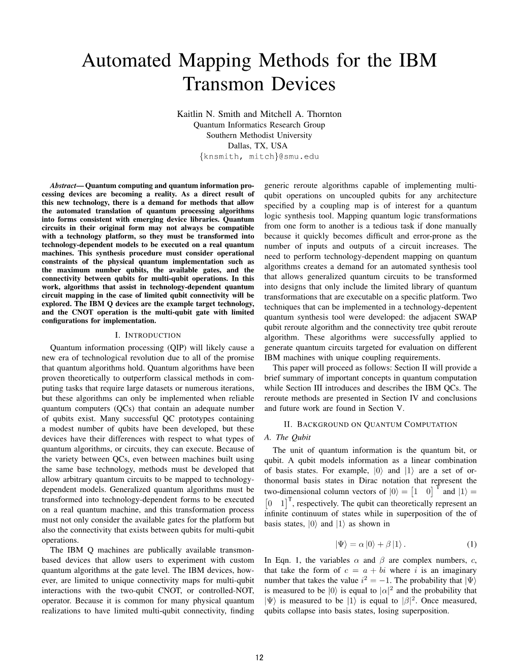 Automated Mapping Methods for the IBM Transmon Devices