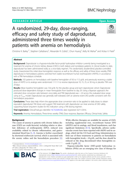 A Randomized, 29-Day, Dose-Ranging, Efficacy and Safety Study of Daprodustat, Administered Three Times Weekly in Patients with Anemia on Hemodialysis Christine K