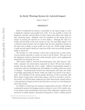 An Early Warning System for Asteroid Impact