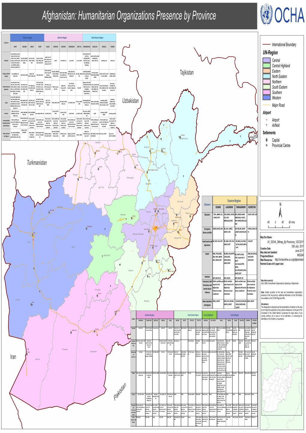 Afghanistan: Humanitarian Organizations Presence by Province