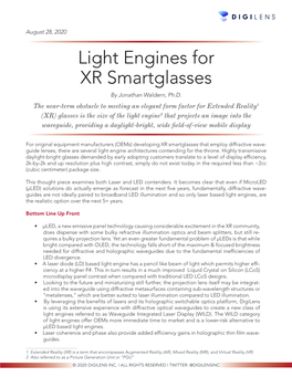 Light Engines for XR Smartglasses by Jonathan Waldern, Ph.D