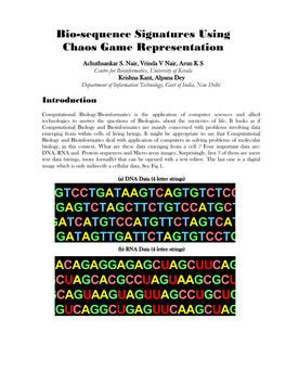 Bio-Sequence Signatures Using Chaos Game Representation