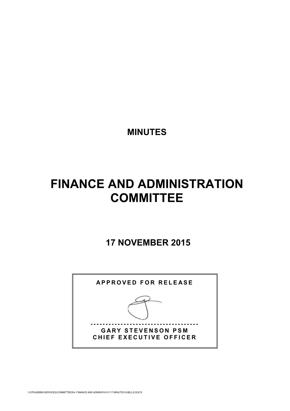 Finance and Administration Committee