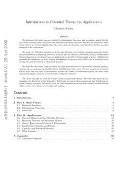 Introduction to Potential Theory Via Applications