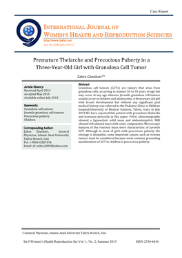Premature Thelarche and Precocious Puberty in a Three-Year-Old Girl with Granulosa Cell Tumor