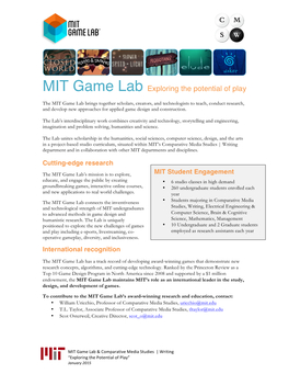 MIT Game Lab Exploring the Potential of Play
