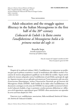 Adult Education and the Struggle Against Illiteracy in the Italian