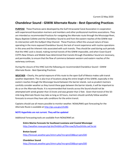 Chandeleur Sound - GIWW Alternate Route - Best Operating Practices
