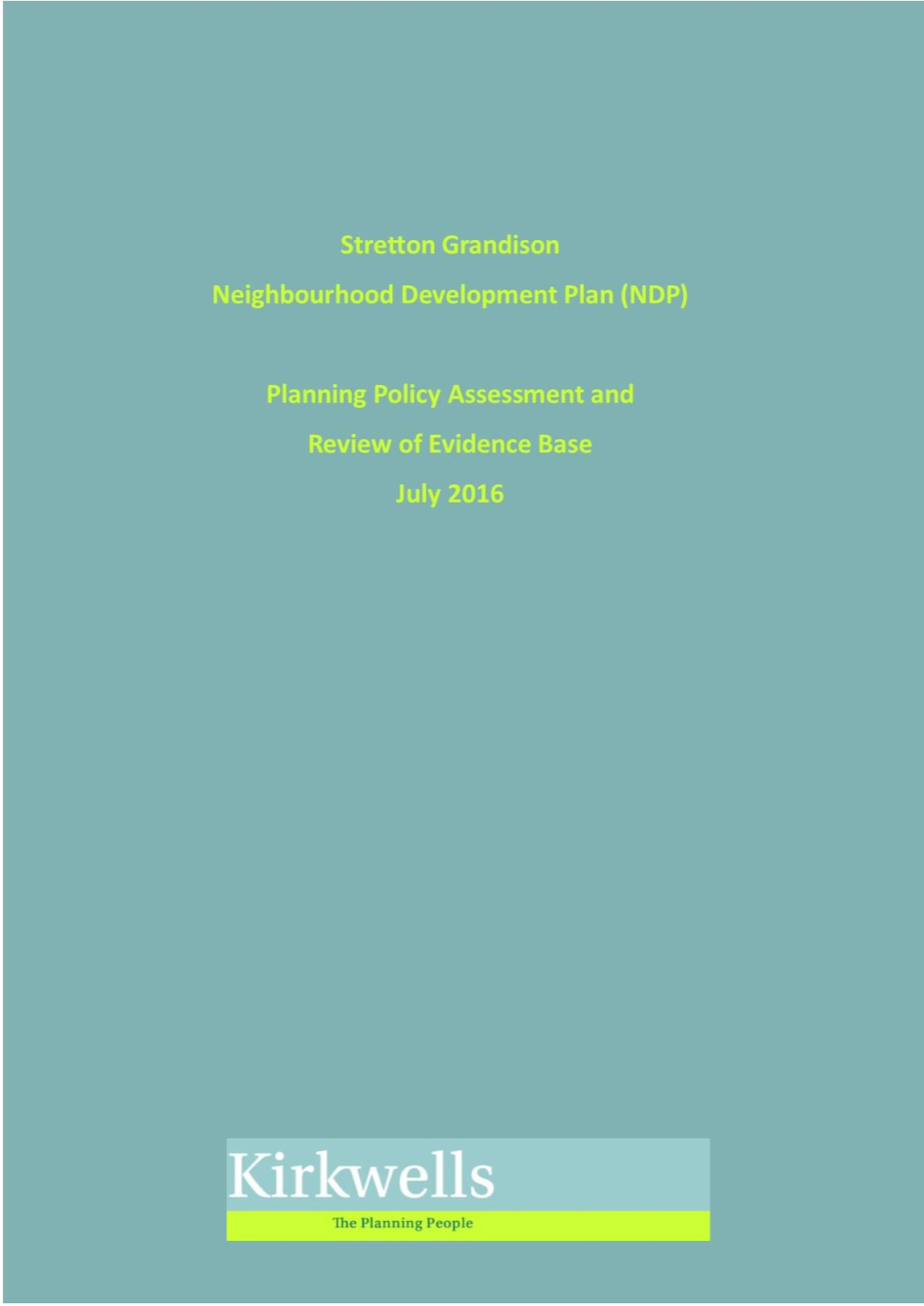 Kingstone and THRUXTON Planning Policy Assessment