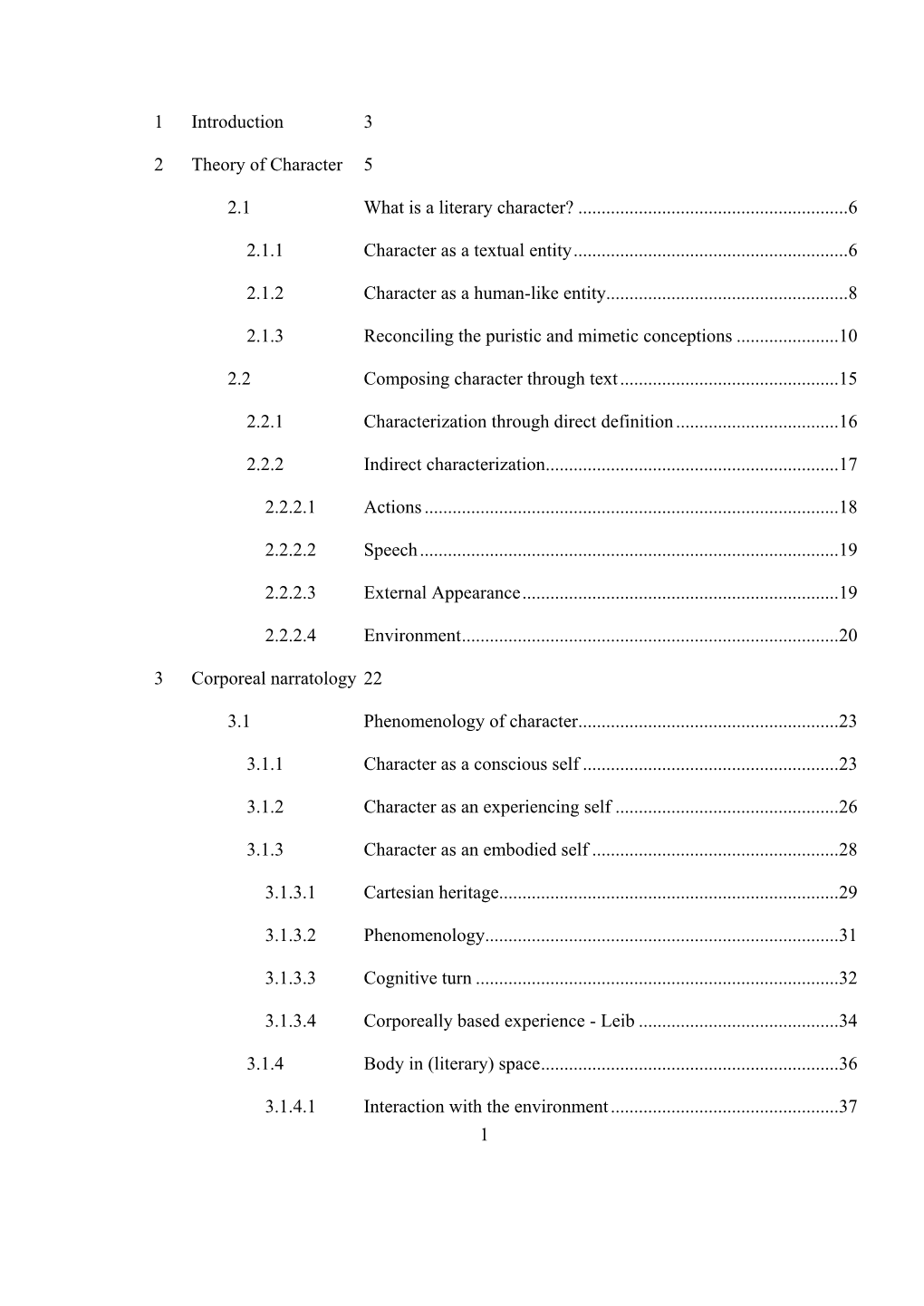 1 1 Introduction 3 2 Theory of Character 5 2.1 What Is a Literary