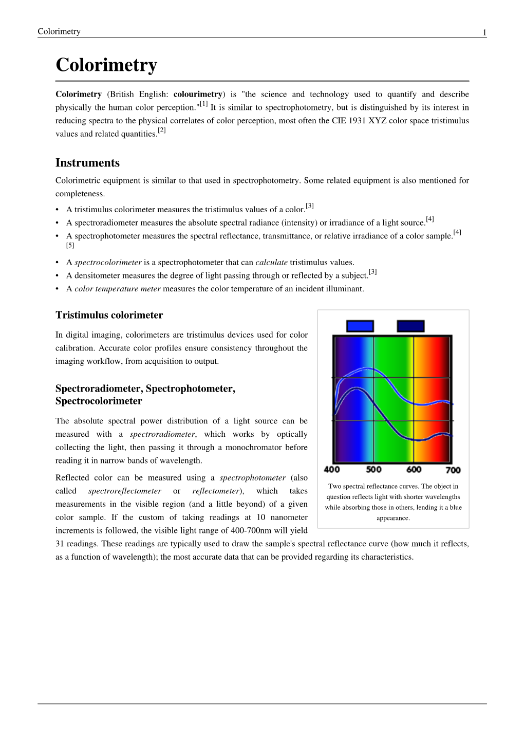 Colorimetry 1 Colorimetry