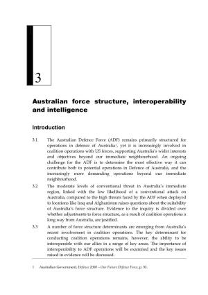 Chapter 3: Australian Force Structure, Interoperability and Intelligence
