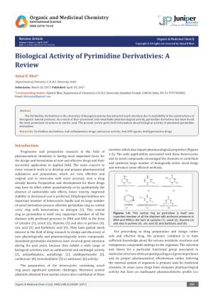 Biological Activity of Pyrimidine Derivativies: a Review