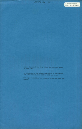 Annual Report of the City Valuer for the Year Ended 30 June 1963. In