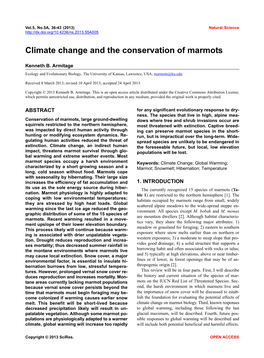 Climate Change and the Conservation of Marmots