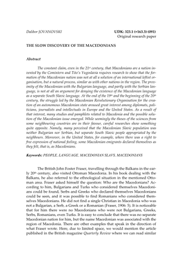 Dalibor JOVANOVSKI UDK: 323.1 (=163.3) (091) Original Research Paper