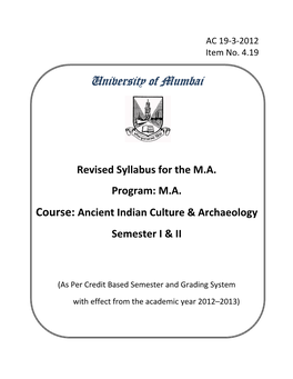 Revised Syllabus for the MA Program