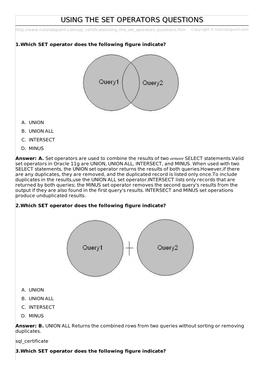 Using the Set Operators Questions