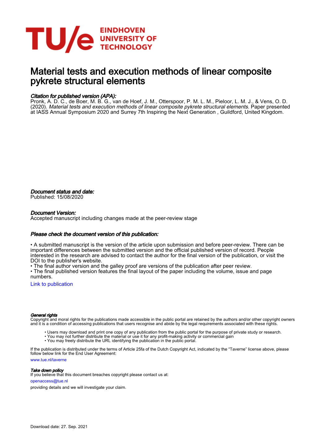 Material Tests and Execution Methods of Linear Composite Pykrete Structural Elements