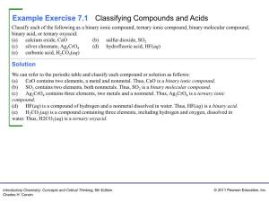 Example Exercise 7.1 Classifying Compounds and Acids