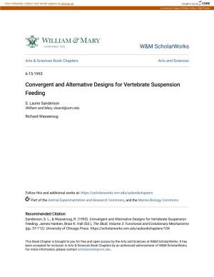 Convergent and Alternative Designs for Vertebrate Suspension Feeding