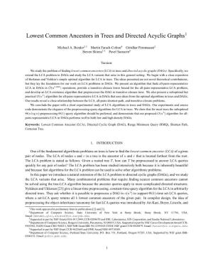 Lowest Common Ancestors in Trees and Directed Acyclic Graphs1