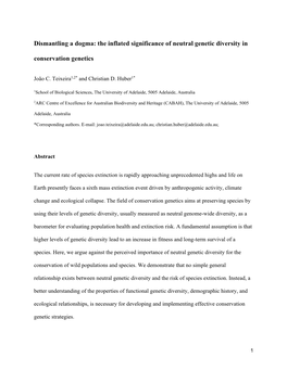 The Inflated Significance of Neutral Genetic Diversity in Conservation Genetics