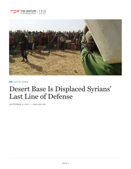 Desert Base Is Displaced Syrians' Last Line of Defense