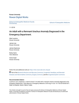 An Adult with a Remnant Urachus Anomaly Diagnosed in the Emergency Department