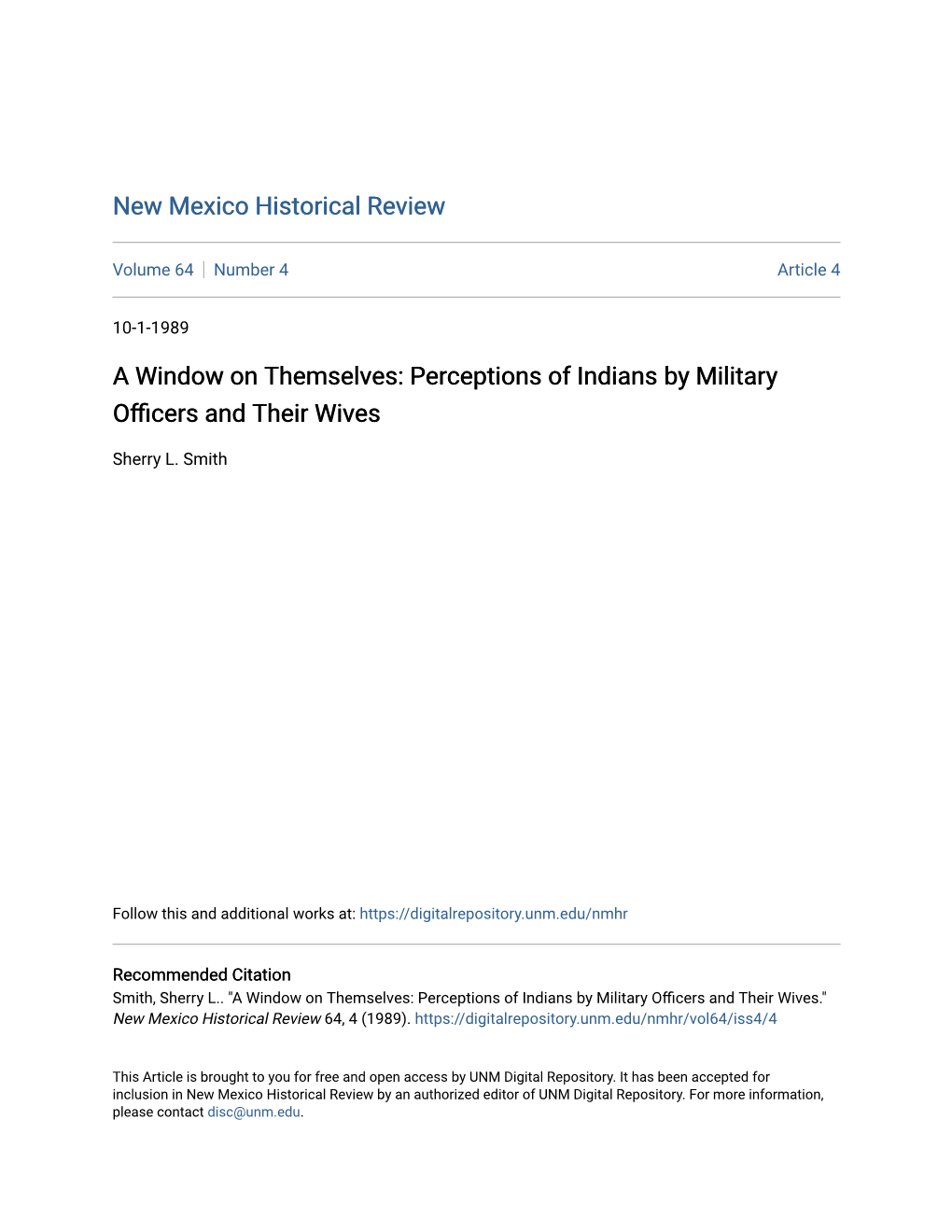 Perceptions of Indians by Military Officers and Their Wives